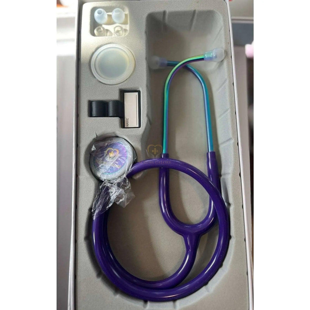 Purple Stethoscope Giftbox from Scrubs Galore offers vibrant colors and essential accessories for medical professionals.