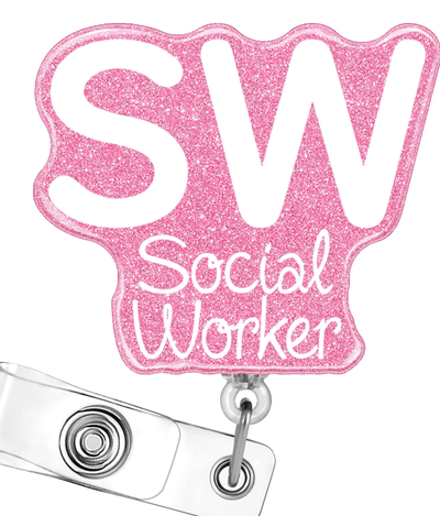 Sparkly Social Worker Badge Holder - Scrubs Galore Uniforms 