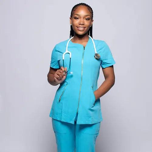 Triple Gold ZipperTop - Scrubs Galore Uniforms 