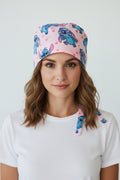 Pink Stitch Love Satin-Lined Tie-Back Scrub Cap | Soft, Protective & Comfortable