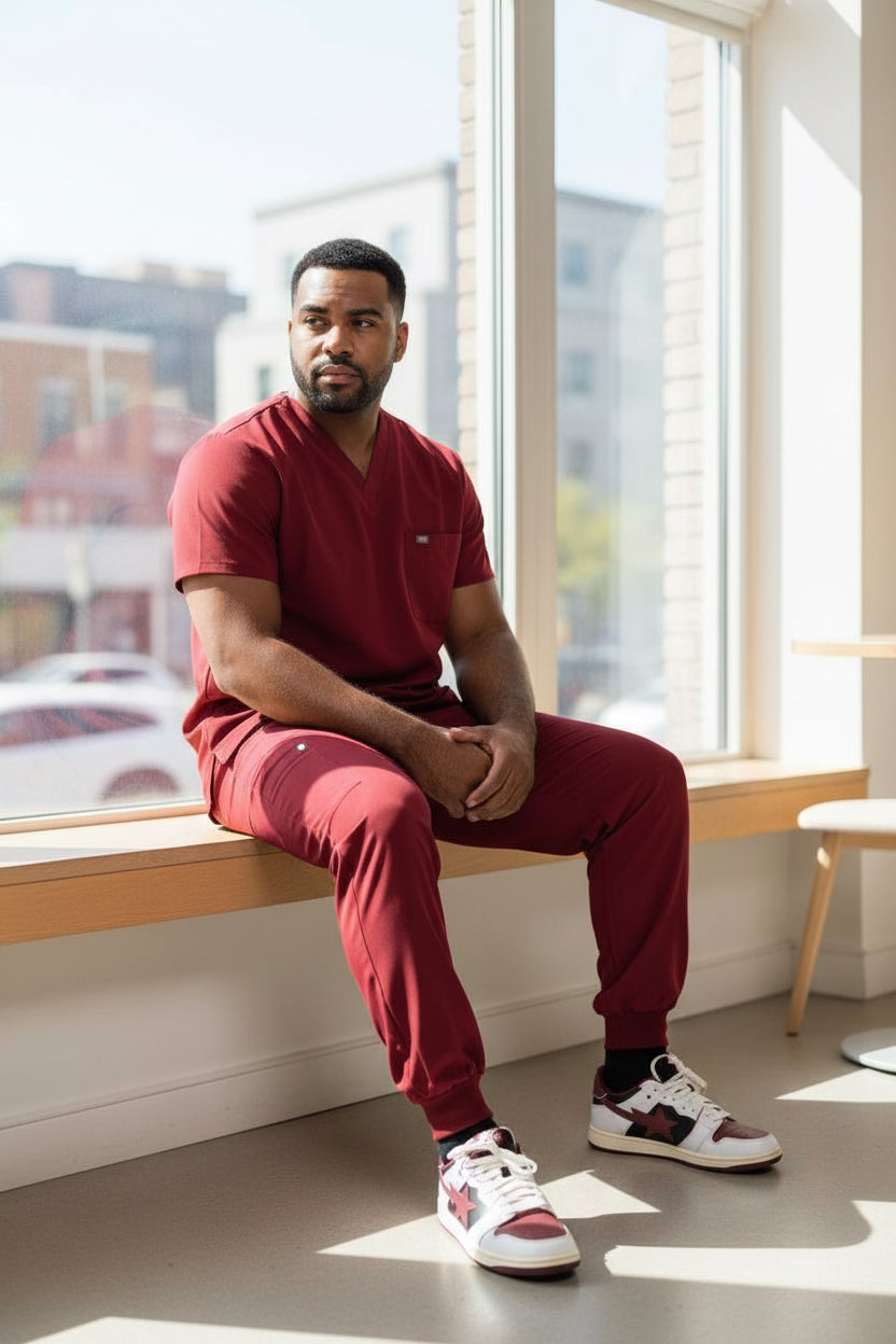 Men's Burgundy Joggers