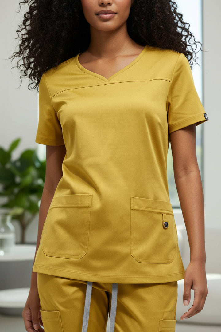 Flex Appeal Women’s Scrub Top – Mustard Yellow